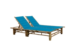 Tumbona con cojines Mueble para patio Asiento de jardín para 2 personas bambú