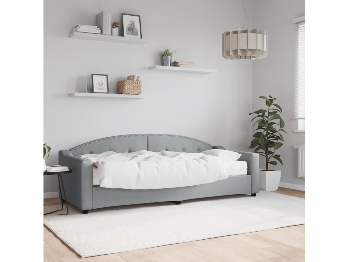 Sofá Cama Con Colchón Tela Gris Claro 80x200 Cm