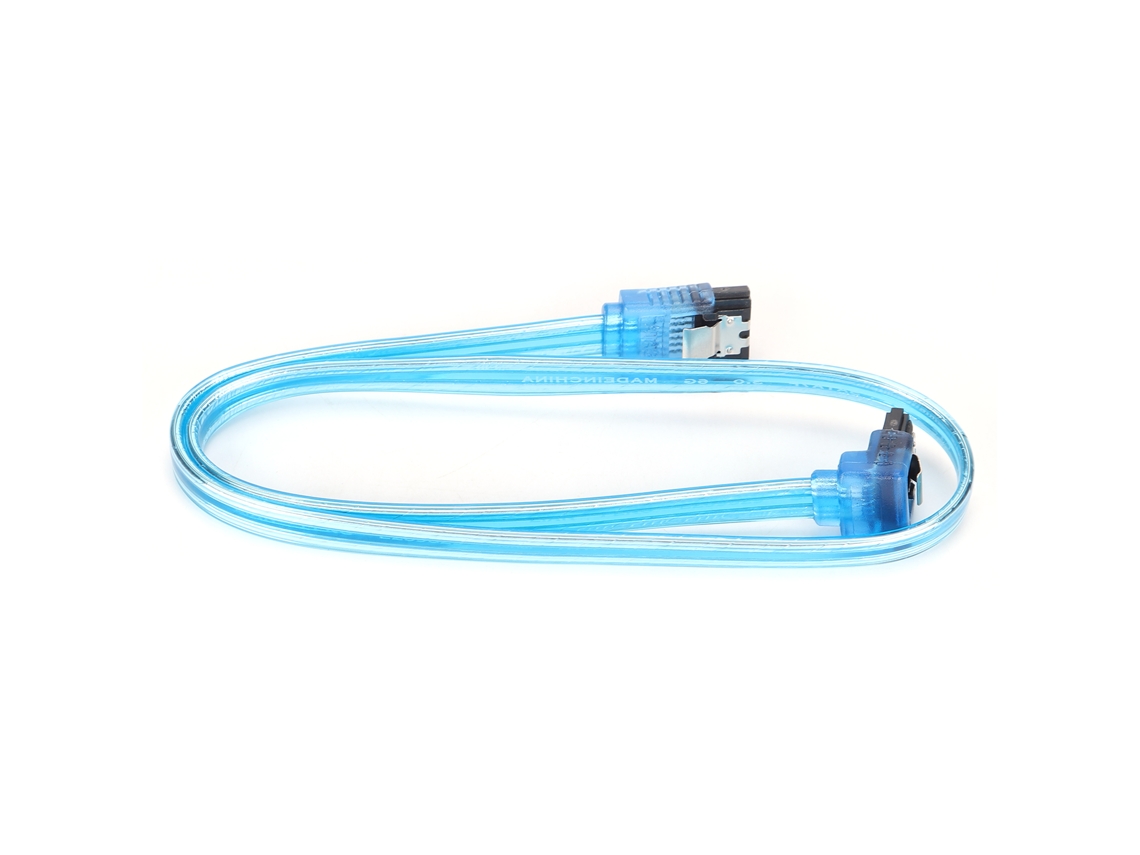 Cable Sata 3.0 Azul Transparente Para Ssd Y Pc Con Conectores Rectos Y Curvos Para Transferencia De Datos.