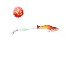 Señuelo De Pesca De Camarón Suave Realista Cebo Artificial Con Gancho Rojo Rojo