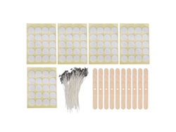 2026-kit Para Hacer Velas Diy Con 100 Mechas De 15cm, 100 Pegatinas Dobles Y 10 Portamechas De Madera