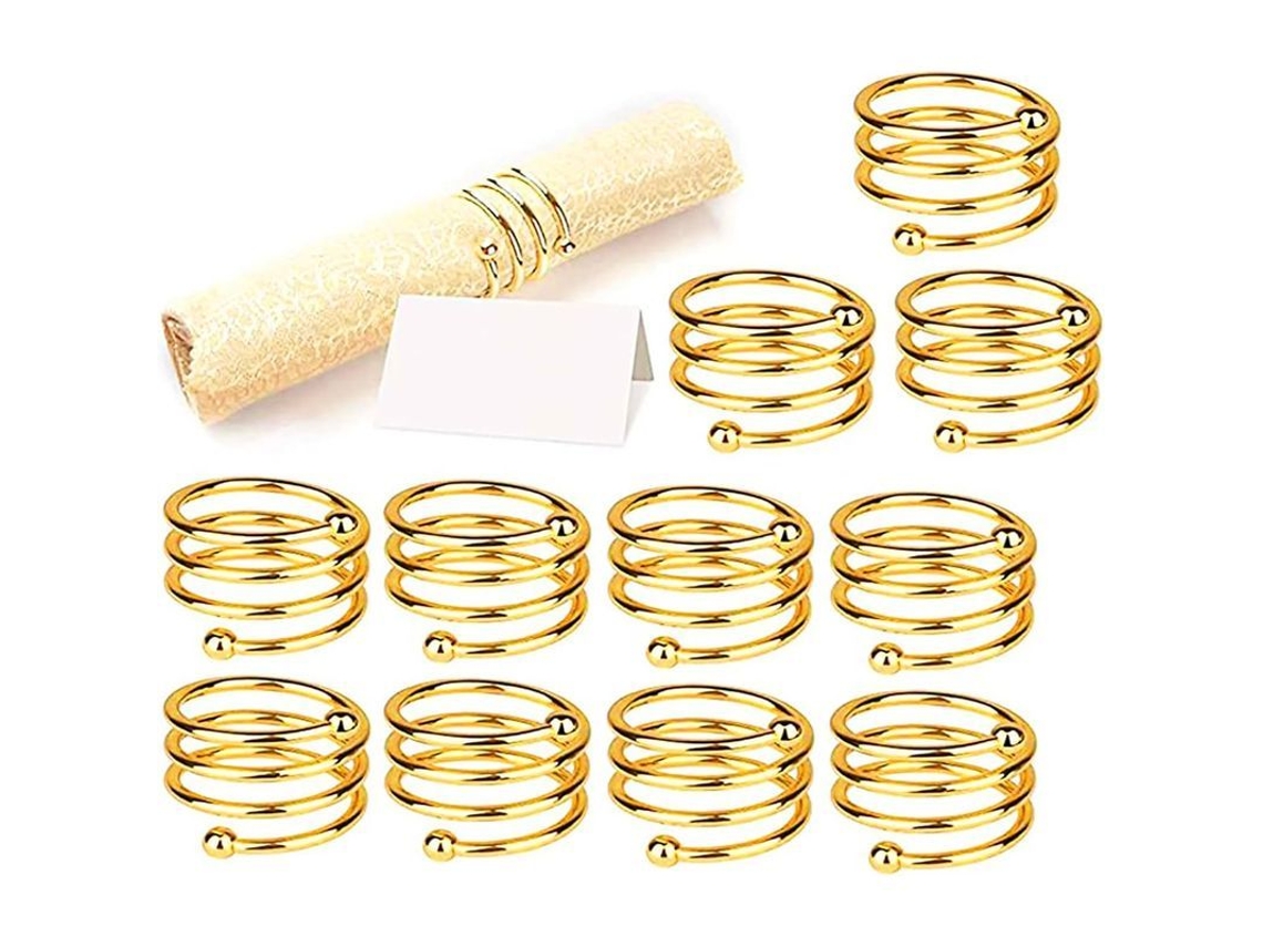 Anillos Para Servilletas, 12 Unidades, De Metal, Para Decoración De Mesas En Bodas, Fiestas Y Cenas (espiral, Dorado)