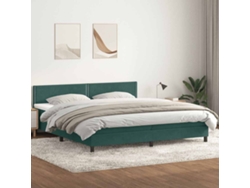 Cama Box Spring Con Colchón Terciopelo Verde Oscuro 180x220 Cm
