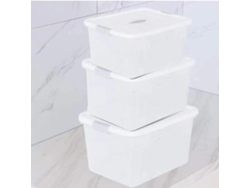 Cajas de almacenamiento con tapa, juego económico de tres piezas (tamaño mediano, grande y extra grande)