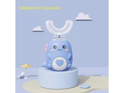 Cepillo de dientes eléctrico infantil en forma de U, giratorio 360 grados, con diseño de dibujos animados, recambios de silicona, automático GOKOCO