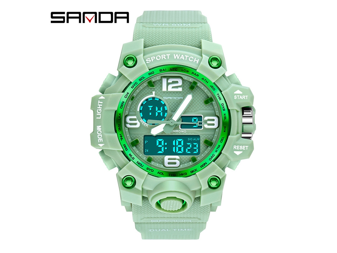 Reloj Electrónico De Moda (verde Matcha mujer) Con Acabado Luminoso, Resistente Al Agua, A Los Golpes Y Con Alarma.