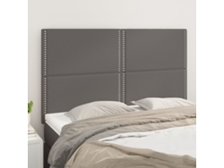Cabeceros 4 Unidades Cuero Sintético Gris 72x5x78/88 Cm