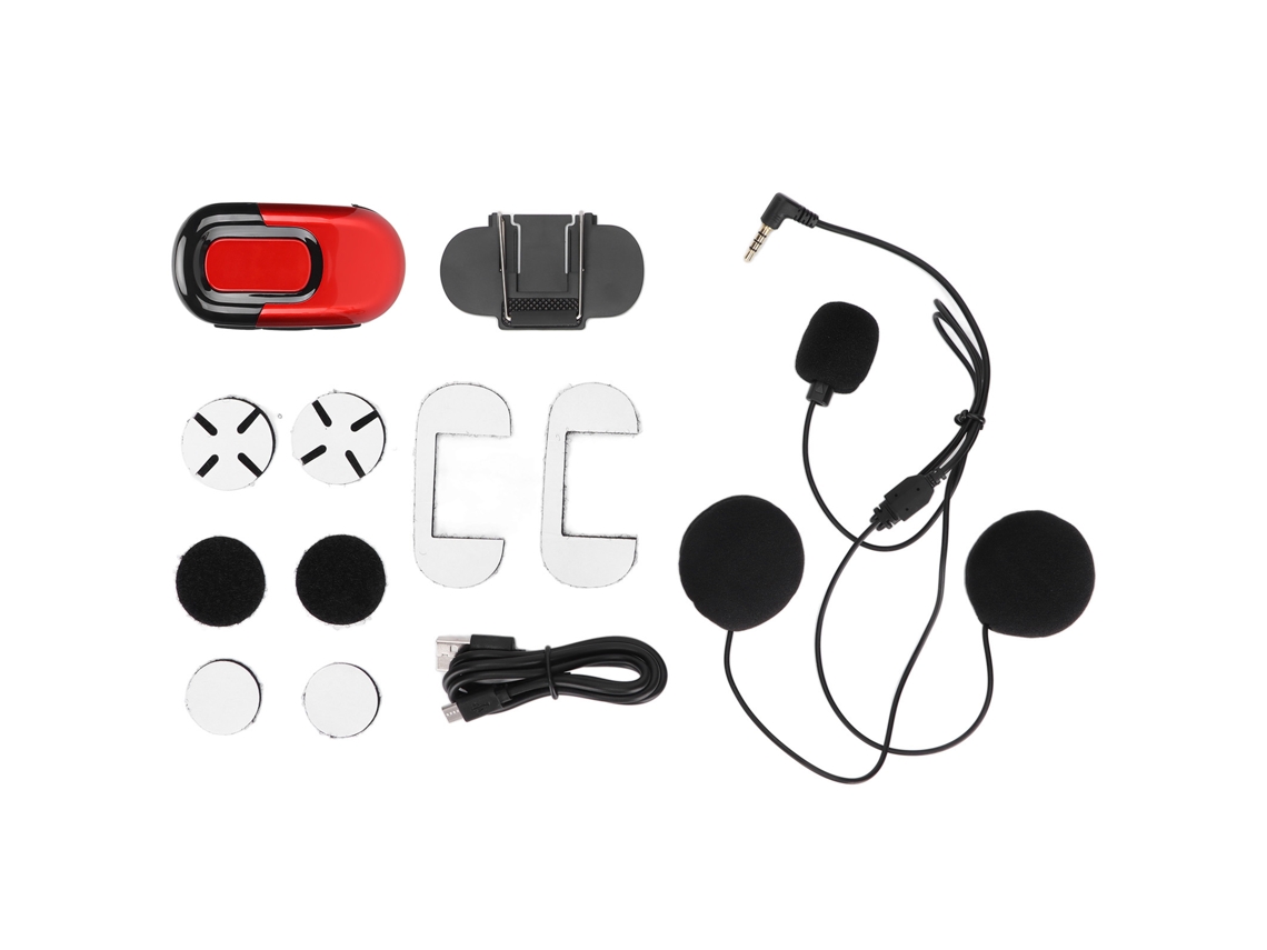 Auriculares para casco de motocicleta Mali Bluetooth 5.0 con batería extraíble de 1100 mAh - Rojo