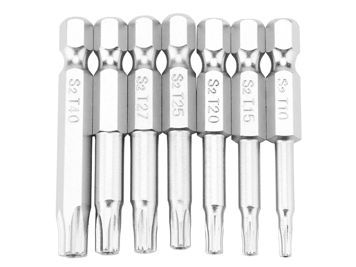 Juego De 7 Puntas De Destornillador Magnéticas De Acero, Accesorios Para Destornillador De 1/4".