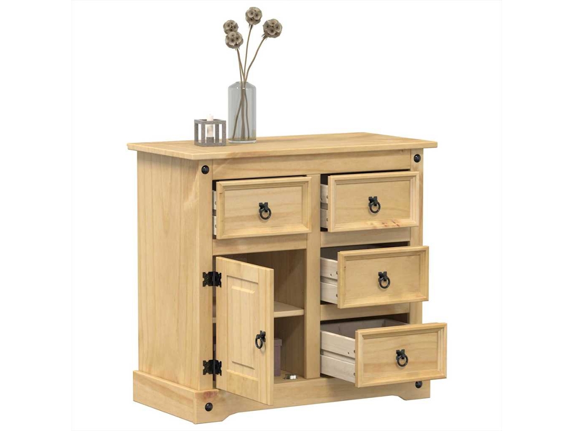 Aparador Corona | Vitrina de madera maciza de pino, 87x40x76 cm