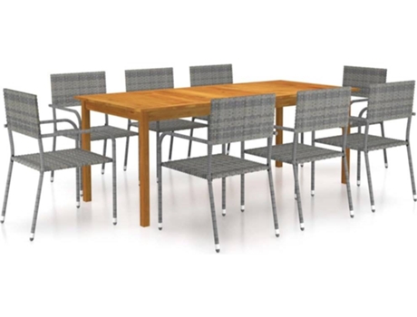 Conjunto 9 de comedor de jardín VIDAXL gris