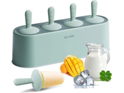 Pack 4 moldes caseros silicona para polos. Fáciles desmoldar reutilizables. Verde.