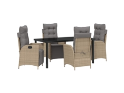 Maison Exclusive - Conjunto De Comedor De Jardín 5 Pcs Beige Ratán Sintético