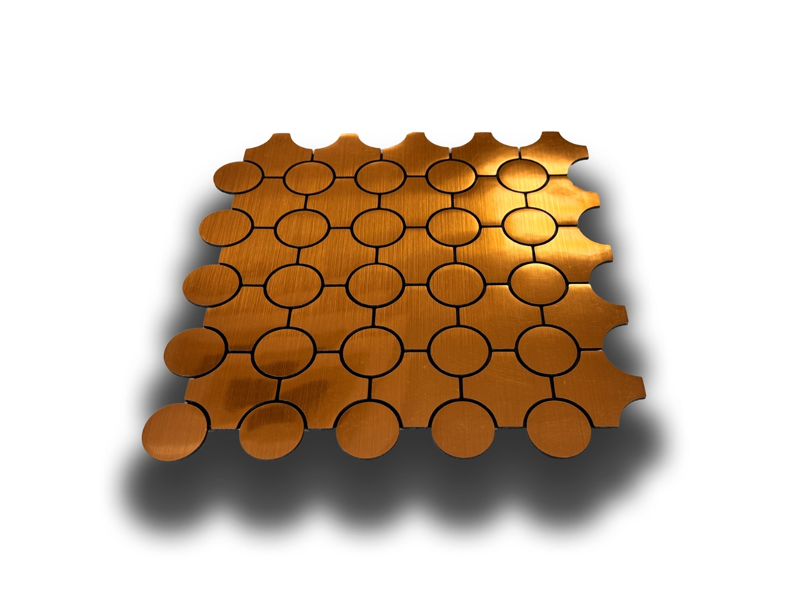 Azulejos autoadhesivos acústicos y aislantes 3D para mascotas, 30 x 30 cm (grosor de 4 mm), círculos dorados