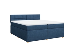 Maison Exclusive - Cama Box Spring Con Colchón Tela Azul 200x200 Cm