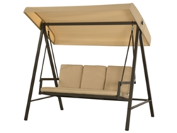 Columpio Jardín 3 Plazas Dosel Ajustable 200x125x175cm Beige Marrón