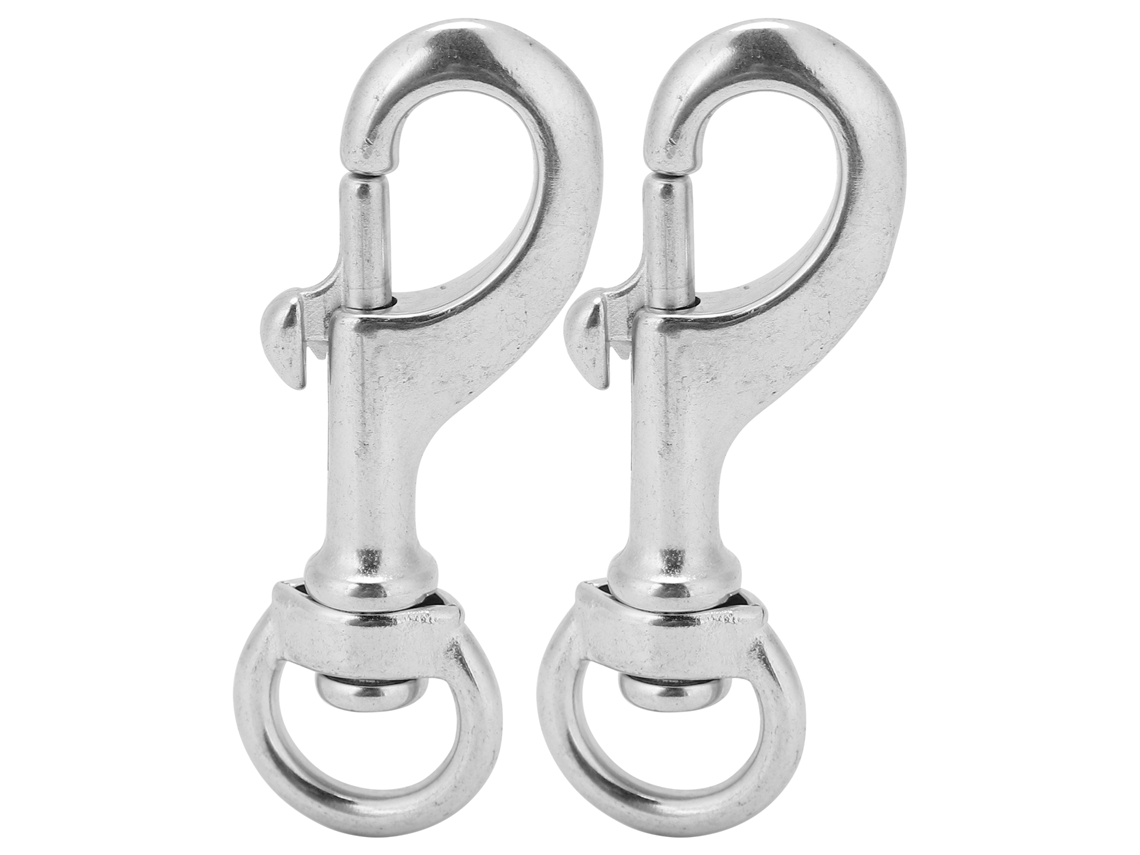 2 Ganchos Giratorios De Acero Inoxidable 316 Para Buceo, Clip Giratorio De Un Solo Punto De 80 Mm.