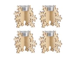 Portavelas De Madera Con Forma De Copo De Nieve, 4 Unidades, Decoración Navideña Para Mesa, Hogar (sin Velas)