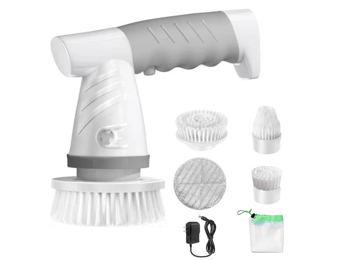 Cepillo eléctrico giratorio - Cepillo de limpieza 5 en 1 para baño (para baño, cocina, azulejos y tuberías) - Cepillo giratorio portátil