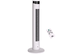 Ventilador De Torre, Mando A Distancia, Temporizador 12h, 3 Velocidades, Panel Led, Oscilación 70°, Ø31,5x93 Cm, Blanco