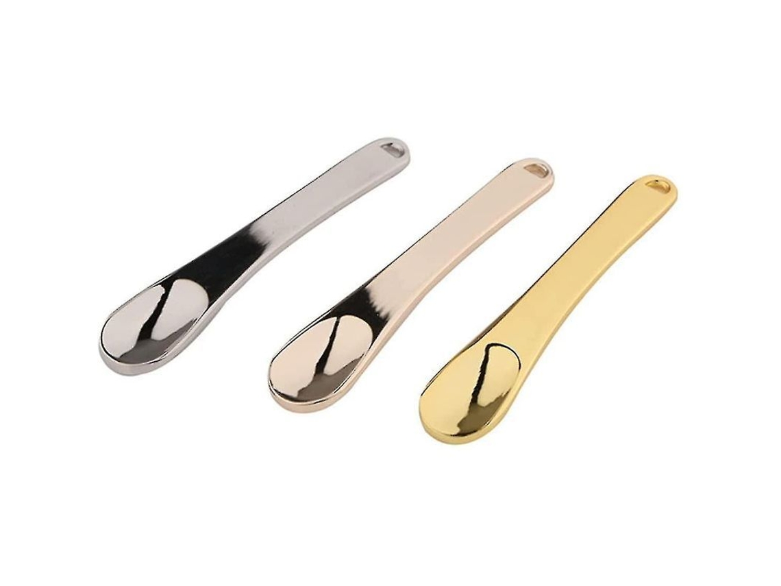 Cuchara De Maquillaje De Metal, Cuchara Para Crema Facial, Espátula Cosmética, Mini Set De 3 Piezas, Oro, Plata, Oro Rosa