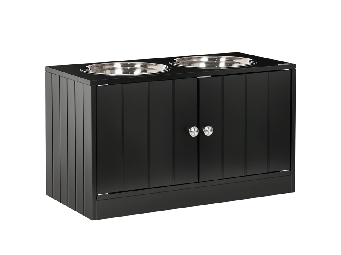 Comederos Elevados Para Perros, Soporte Doble Para Comederos De Perros/gatos, 60 X 30 X 35,5 Cm, Incluye 2 Comederos De Acero Inoxidable De 2 L.