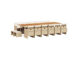Maison Exclusive - Set Comedor De Jardín 17 Pzas Con Cojines Ratán Sintético Beige