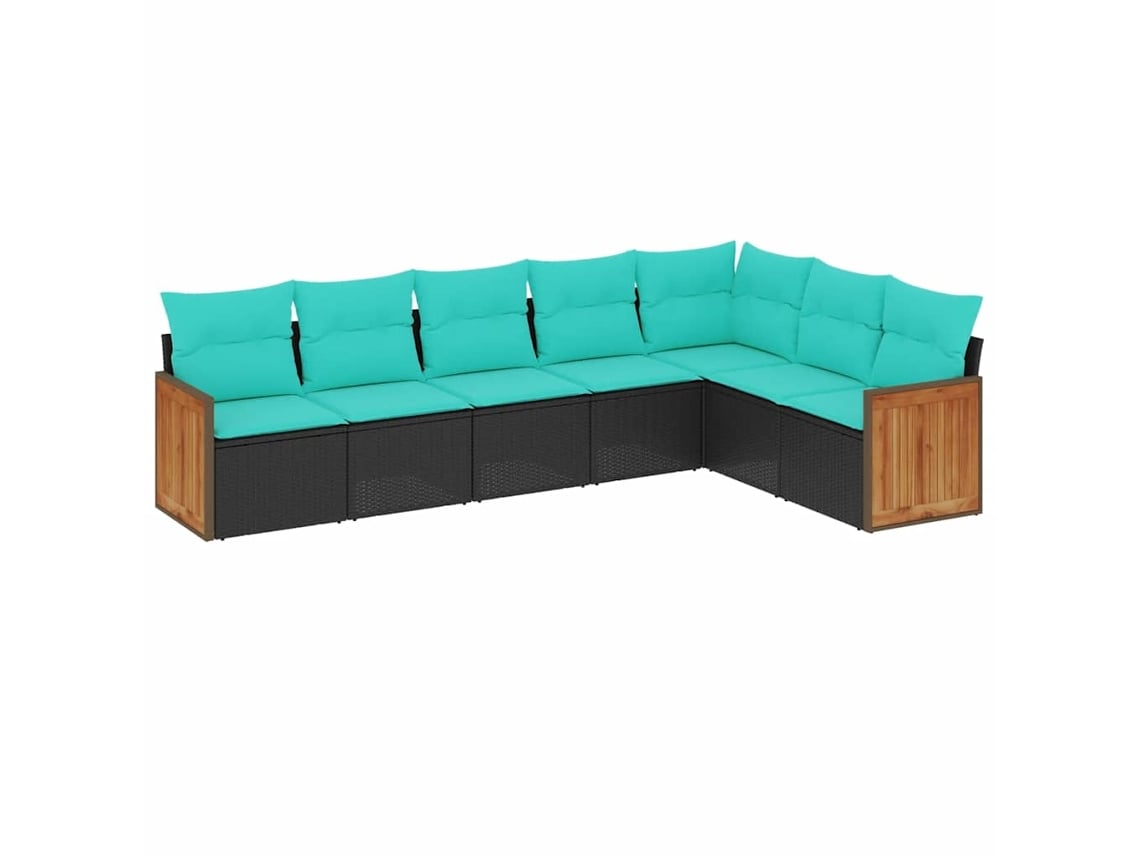 Maison Exclusive - Conjunto De Sofá De Jardín De 7 Piezas Con Cojines, De Poliratán Negro