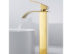 Grifo De Baño Con Caño En Cascada, Mezcla De Agua Fría Y Caliente, Cromado Cuadrado, Adecuado Para Aplicaciones De Un Solo Orificio.