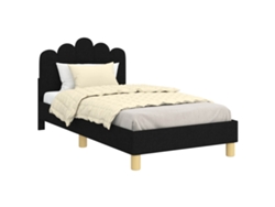 Maison Exclusive - Cama Para Niños Con Cabecero Negro 80 X 160 Cm Tela