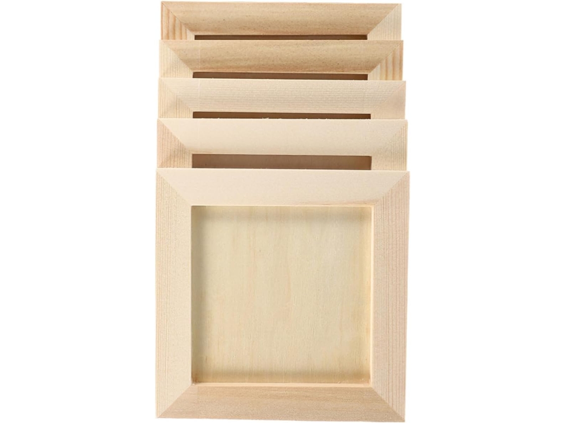 Juego de 5 marcos de madera de 12x12 cm, pintados de blanco, educativos, portátiles, para niños y niñas, ideales para dibujar y realizar actividades (GOKOCO).