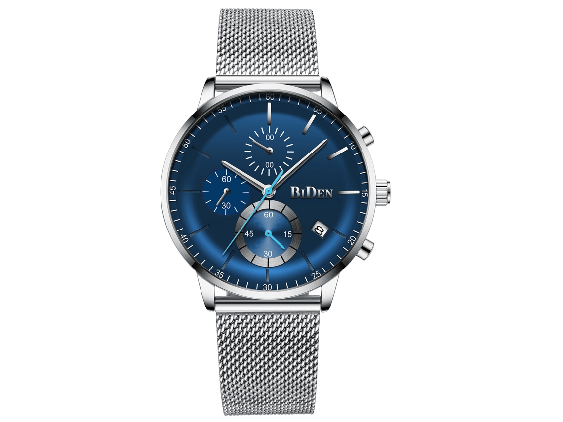 (plata Azul) Reloj De Pulsera De Cuarzo Para Hombre, Con Correa De Malla Milanesa, Ideal Para Estudiantes Y Jóvenes.