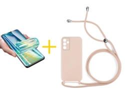 Pack 1 X Película de Vidrio Templado Hidrogel + Funda SKYHE para Samsung Galaxy A36 5G Gel con Cordón Rosa Pastel