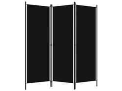 Separador de ambientes con 3 paneles, 150x180 cm, negro.