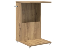 Mesa auxiliar con ruedas, roble artesanal, MAISON EXCLUSIVE (40x35x60 cm)