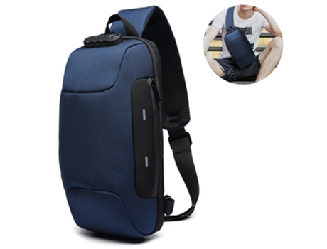 Mochila Bandolera Antirrobo Bolso De Pecho Para Hombre Bolso De Hombro Informal Bolso A Prueba De Agua, Azul Oscuro ZMDECQNA