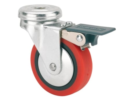 Rueda giratora agujero m10 freno 21bsrfn60cp-ppi poliamix-poliur.rojo liso ALEX