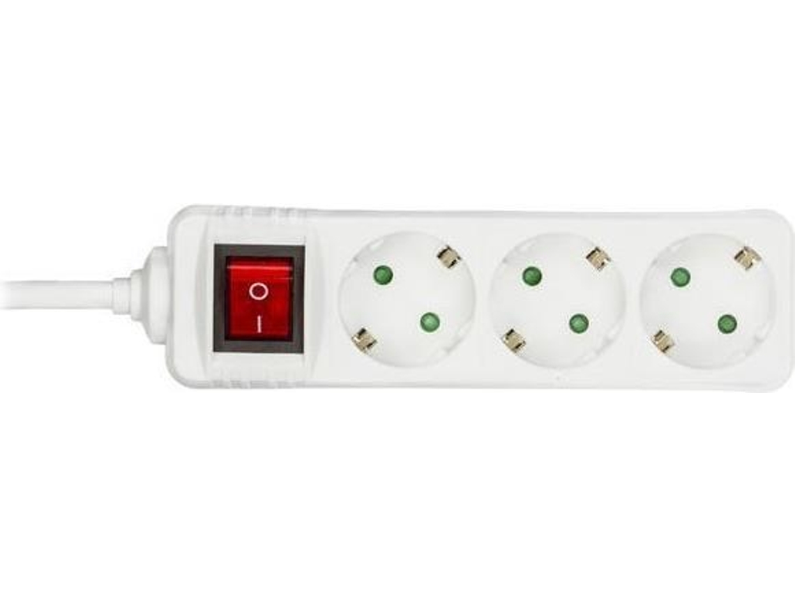 Toma Schuko de 3 vías, 5 m, interruptor de encendido/apagado, microconexión (gru0035ws)