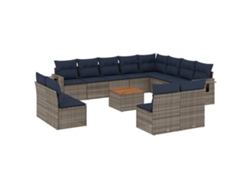 Maison Exclusive - Conjunto De Sofá De Jardín De 13 Piezas Con Cojines, Poliratán Gris