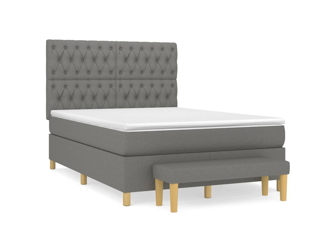 Maison Exclusive - Cama Box Spring Con Colchón Tela Gris Oscuro 140x190 Cm