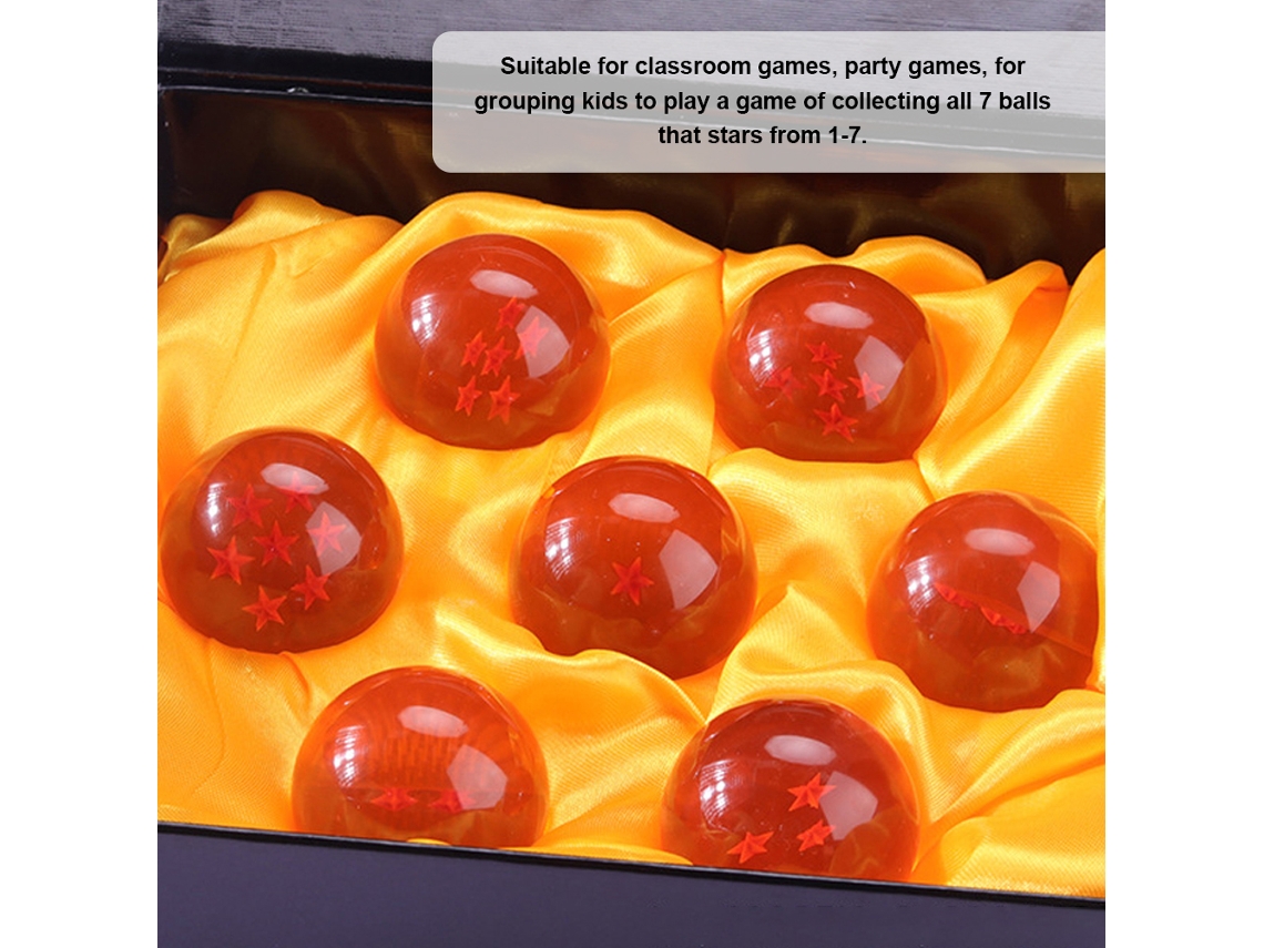 Juego de 7 Dragon Balls Estrella Transparente Naranja con Caja de Regalo
