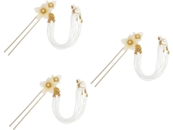 Conjunto De 3 Horquillas Retro Con Forma De Flor Y Flecos, Accesorio Tradicional Chino Para El Cabello.