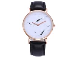 Reloj De Cuarzo Unisex Con Dial De Patrón Marmol Y Correa De Cuero Negro Zhoulianfa