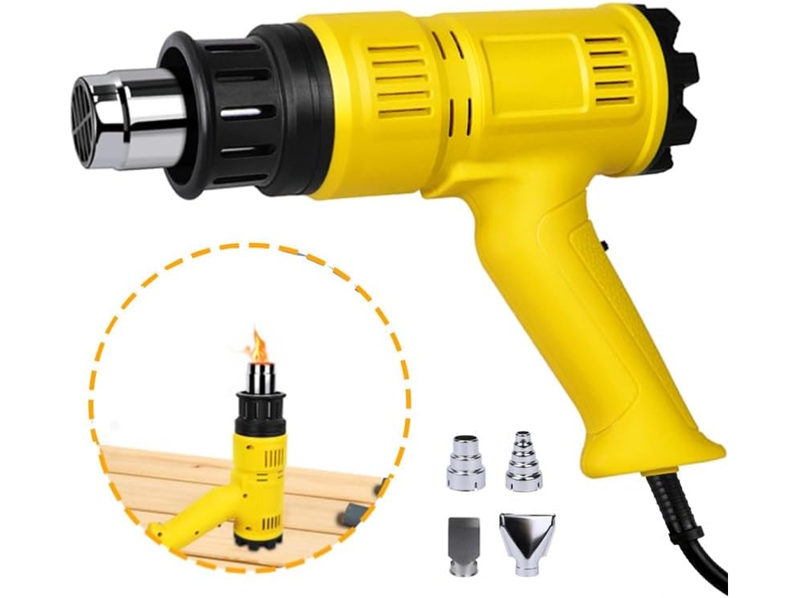 Pistola de aire caliente Nettlife de 2000 W, kit de pistola de calor ajustable de 60 ℃ a 600 ℃, 2000 W, hasta un máximo de 600 °C.