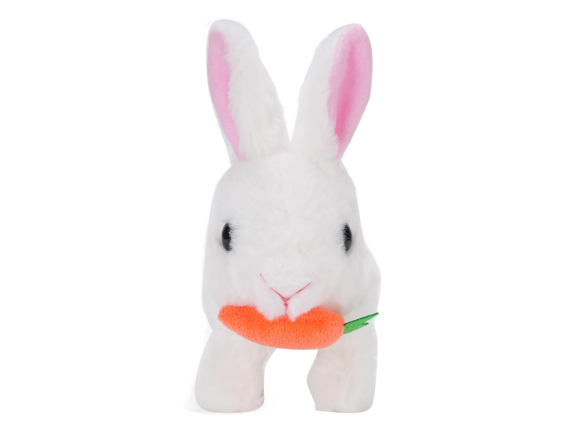Juguete De Conejo De Peluche Realista Conejo Eléctrico Saltarín Para Niños Interacción Padre-hijo Blanco