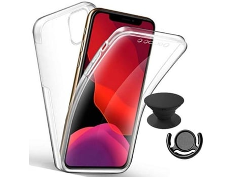 Kit Funda, Popsocket y Soporte Xiaomi Mi 10 Lite 5G 360º Impact Protection Transparente