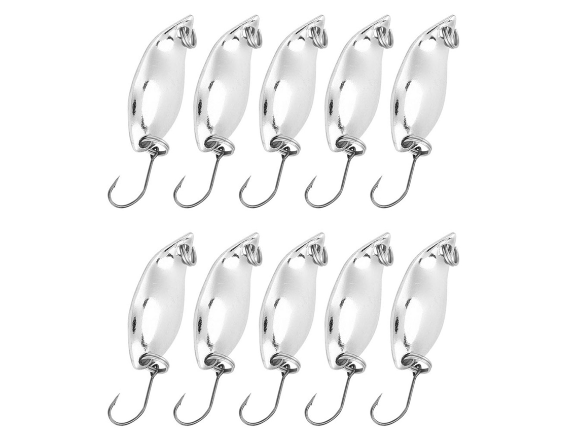 10 Señuelos De Pesca Artificiales De Metal Tipo Cuchara, Plateados, 5 G, Con Anzuelo Afilado.