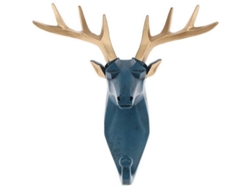 Gancho Decorativo De Pared Con Forma De Cabeza De Ciervo Azul, De Resina, Para Llaves, Joyas Y Bufandas.