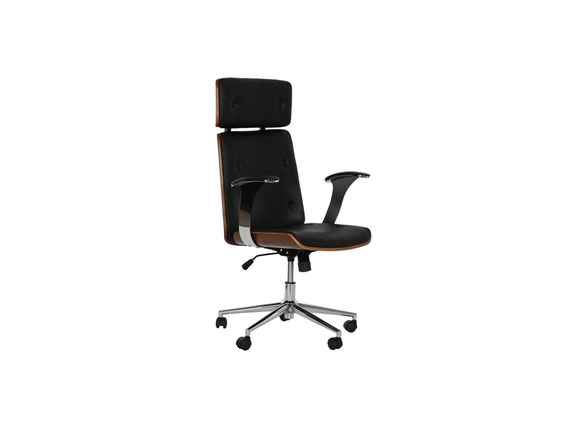 Silla Madera Pu 116,5 Ruedas Negro 71x69x108,5cm