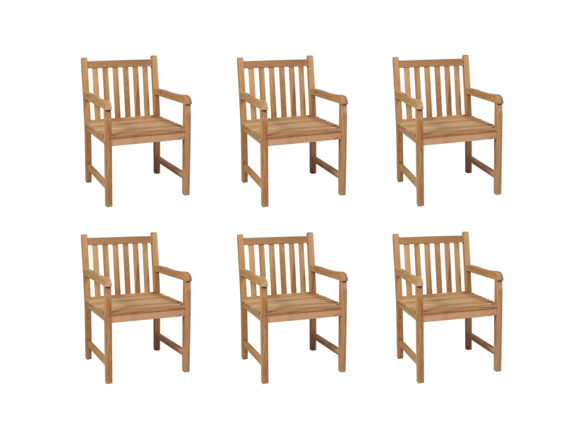 Sillas de exterior DKD Home Decor de 6 piezas en madera maciza de teca